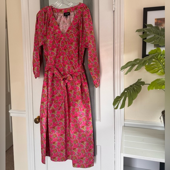 J Crew Tie-waist Cotton Poplin Ratti Pink Blooms Print Maxi Dress Classic Preppy - Picture 6 of 14
